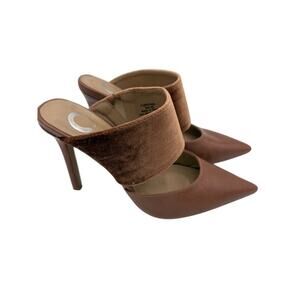 Pointed Toe Mule Heels with Velvet Strap Size 6.5